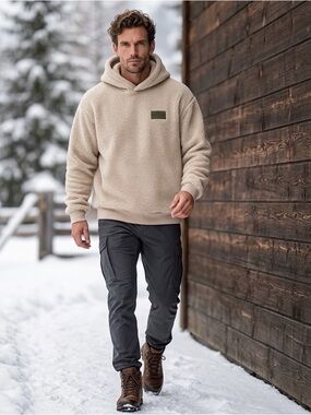Scotch & Soda Cream Sherpa Teddy Pullover Hoodie Mens Size 22